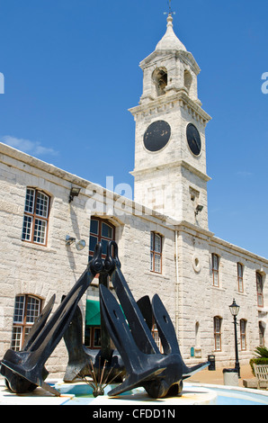 Clock Tower (mall) at the Royal Naval Dockyard, Bermuda, Central America Stock Photo