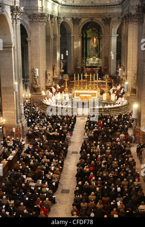 Catholic mass. St. Sulpice church, Paris, France, Europe Stock Photo