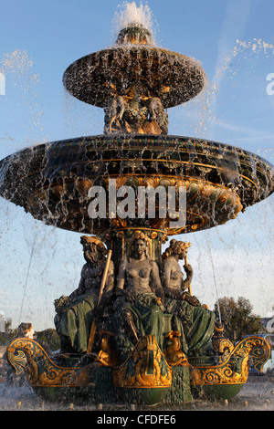 Place de la Concorde fountain, Paris, France, Europe Stock Photo