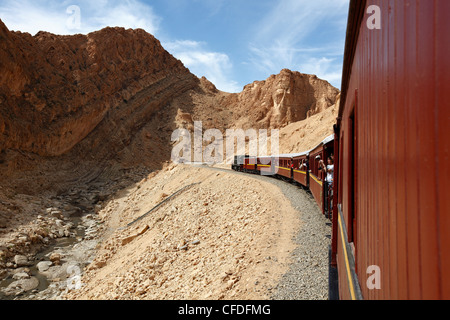 Red Lizard (Lezard Rouge) train, Selja Gorge, Metlaoui, Tunisia, North Africa, Africa Stock Photo
