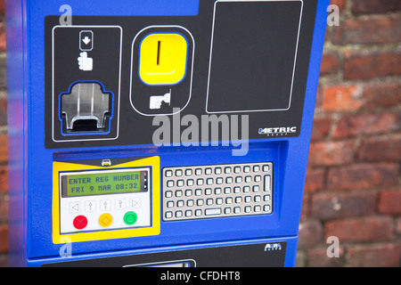Brand new full keyboard style car park ticket machine needing full registration of car number plate  inputting for ticket Stock Photo