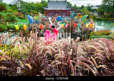 The magic of Lanterns, Chinese Garden, Montreal Botanical Gardens, Montreal, Quebec, Canada Stock Photo