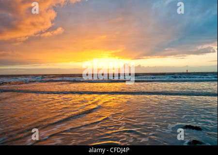 Sunset over North Sea, Norderney, East Frisian Islands, Lower Saxony, Germany Stock Photo