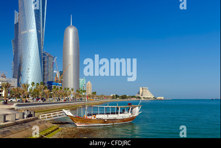 Al Bidda Tower and Burj Qatar, Doha, Qatar, Middle East Stock Photo