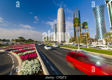 Al Bidda Tower and Burj Qatar, Doha, Qatar, Middle East Stock Photo