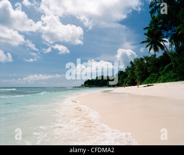 Anse Severe Beach in the sunlight, north western La Digue, La Digue and Inner Islands, Republic of Seychelles, Indian Ocean Stock Photo