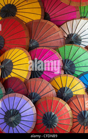 Handmade paper umbrellas in the night market, Luang Prabang, Laos, Indochina, Southeast Asia, Asia
