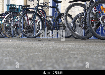 image of bikes at Retford train station Stock Photo