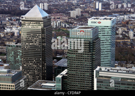 Aerial views of Canary Wharf, London Stock Photo