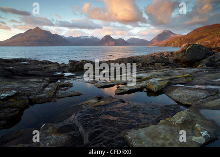 A November evening at Elgol on the Isle of Skye looking across Loch Scavaig towards the Cuillin Mountains, Scotland, UK Stock Photo