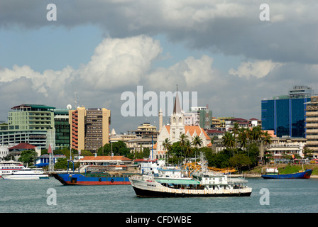 Harbour and city centre skyline, Dar es Salaam, Tanzania, East Africa, Africa Stock Photo