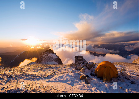 Sunset at White Rocks (Piedras Blancas) campsite, Aconcagua Provincial Park, Andes mountains, Argentina Stock Photo