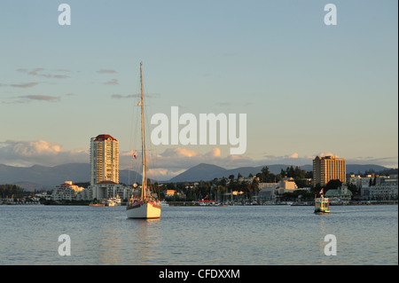 Boats anchored in Nanaimo Harbour, Vancouver Island, British Columbia, Canada Stock Photo