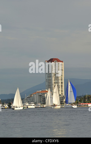 Yacht race in Nanaimo Harbour, Vancouver Island, British Columbia, Canada Stock Photo