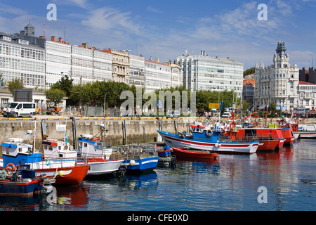 Fishing boats in Darsena Marina, La Coruna City, Galicia, Spain, Europe Stock Photo