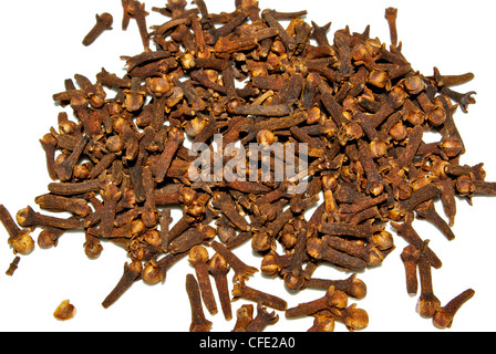Whole dried clove spice dried flower buds Syzygium aromaticum Stock Photo