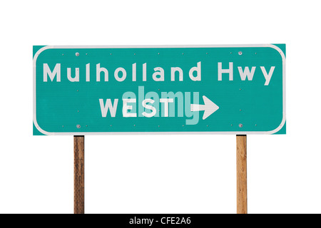 Mulholland Highway sign near Los Angeles California. Stock Photo