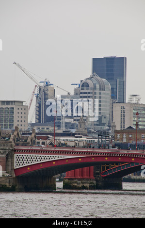 Blackfriars Bridge,Various Views,City of London behind the Bridge,London,Thames River,United Kingdom Stock Photo