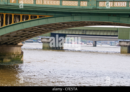 Blackfriars Bridge,Various Views,Newly Painted,London,Thames River,United Kingdom Stock Photo