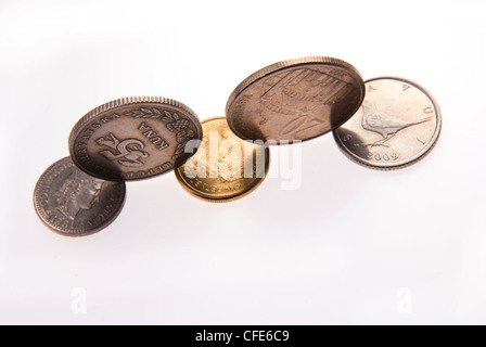 Close up of Serbian and Croatian currency isolated on white Stock Photo