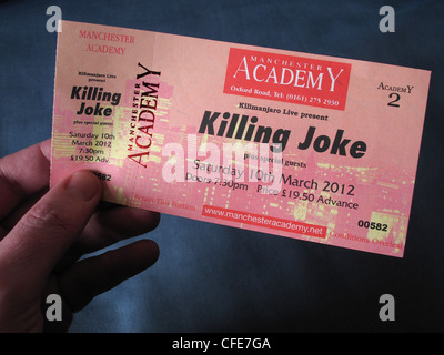 Killing Joke concert ticket for Manchester Academy Two 10th march 2012 held in an hand Stock Photo