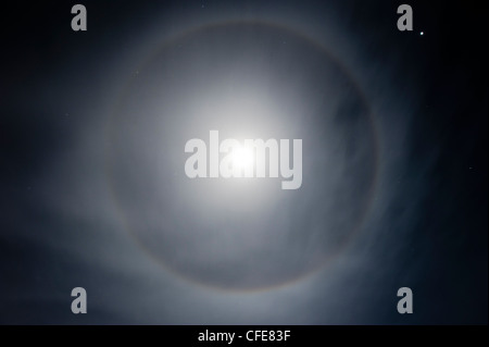 Moon halo, Sahara Desert, Morocco. Stock Photo