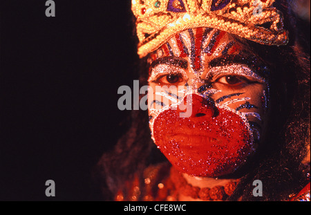 Hindu boy made up and dressed as Hanuman, the monkey-god ( India) Stock Photo