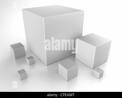 Gray cubes on white background, 3d abstract render Stock Photo