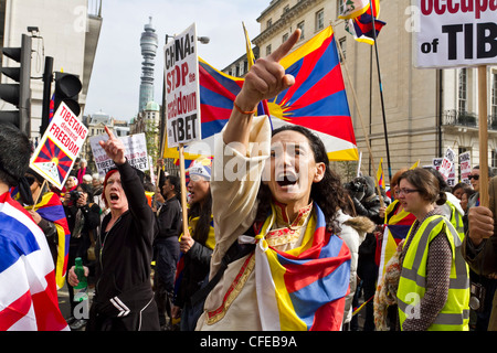 London,UK,10th March 2012. Protesters gathered at Downing street. Stock Photo