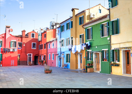 colorful houses in Burano, Venice, Veneto, Italy Stock Photo