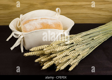 variety of different freshly baked bread in baskets Stock Photo