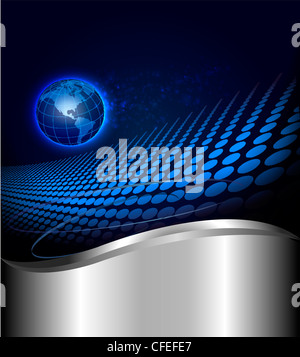 Abstract blue background with globe Stock Photo - Alamy