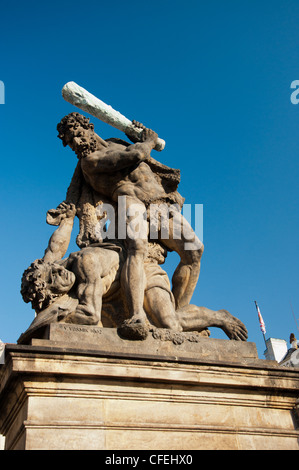 Statue of Titan outside Prague castle Stock Photo - Alamy