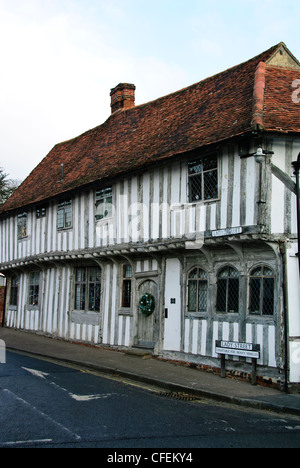 Half-timbered Medieval Cottages, Known as Black & White Houses, Lavenham Suffolk,Gt Britain,UK Stock Photo