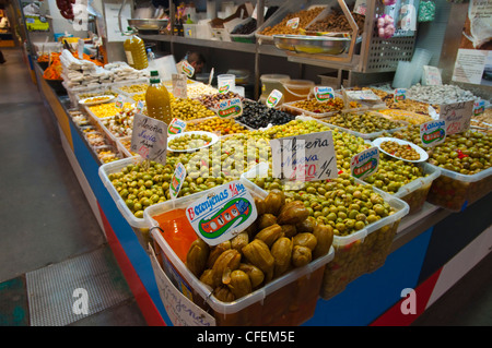 Olives in Mercado Central de Atarazanas market hall central Malaga Andalusia Spain Europe