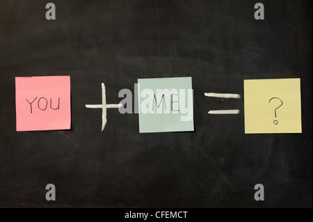 Chalk drawing - You plus me Stock Photo
