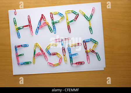 easter greetings from the arrangement of paperclips Stock Photo