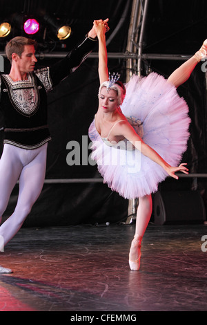 Members of the New York City Ballet performing part of Swan Lake at the three day Harbour Festival in Bristol, England in 2010 Stock Photo