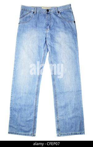 Blue jeans isolated over the white background Stock Photo