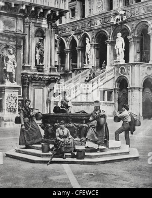 Courtyard of the Ducal Palace, Venice, Italy, circa 1894 Stock Photo