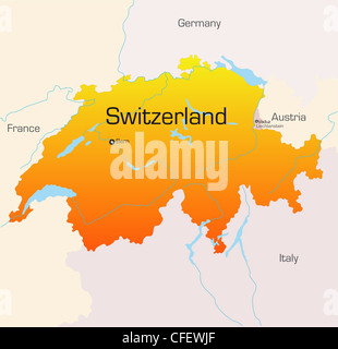 Abstract vector color map of Switzerland country Stock Photo