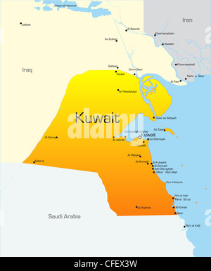 Abstract vector color map of Kuwait country Stock Photo
