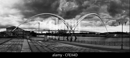 Infinity bridge stitch panoramic in black and white Stock Photo