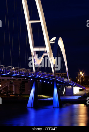 Infinity bridge at night - new bridge in Stockton Stock Photo