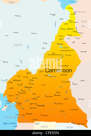 Abstract vector color map of Cameroon country Stock Photo