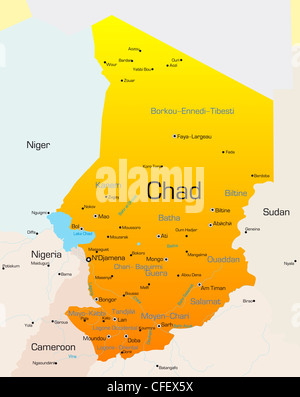 Abstract vector color map of Chad country Stock Photo