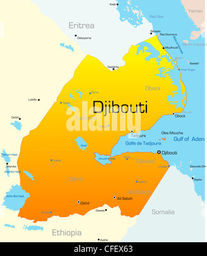 Abstract vector color map of Djibouti country Stock Photo