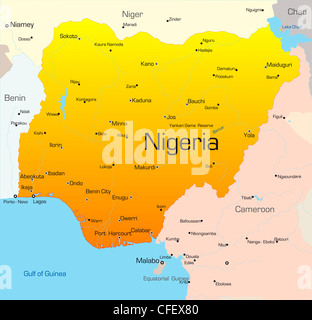 Abstract vector color map of Nigeria country Stock Photo