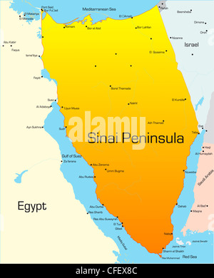 Abstract vector color map of Sinai Peninsula Stock Photo