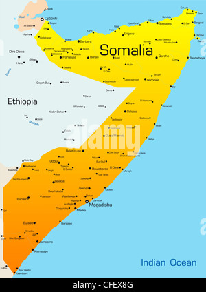 Abstract vector color map of Somalia Stock Photo